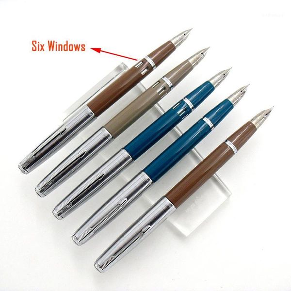 

vintage wing sung wingsung piston fountain pen metal silver cap classic writing ink pen fine nib 0.5mm smooth office school1