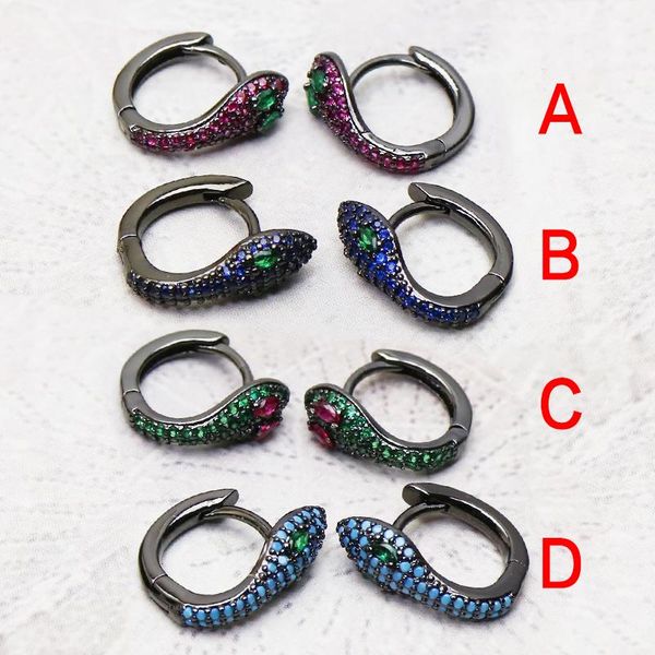 

5 pairs black zircon snake earrings hook earrings jewelry fashion for women mix colors crystal jewels 51195, Golden;silver