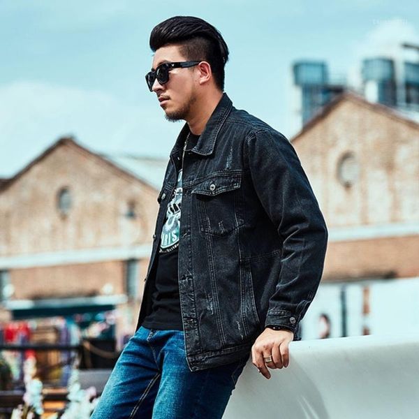

men's jackets denim male long sleeve 2021 autumn large youth plus size jacket 6xl 5xl1, Black;brown