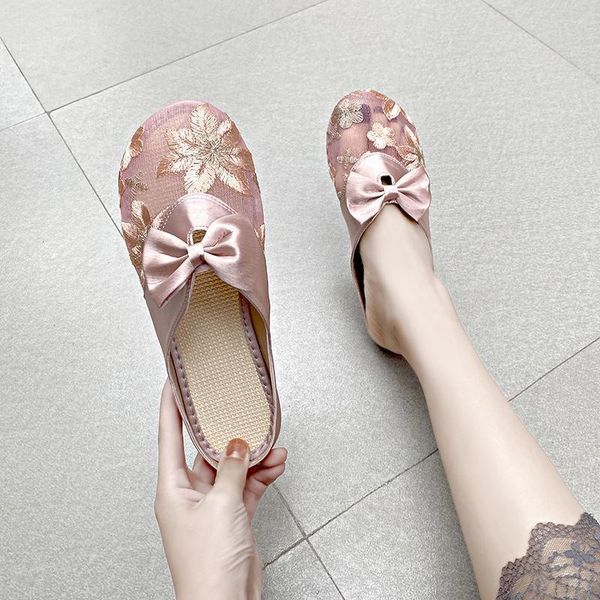 

women shoes evening flower lace baotou slippers women 2020 summer new mesh breathable hollow lazy