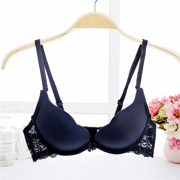 

fashion super seamless bras for women push up underwear adjustment straps lace small chest student bra, Red;black
