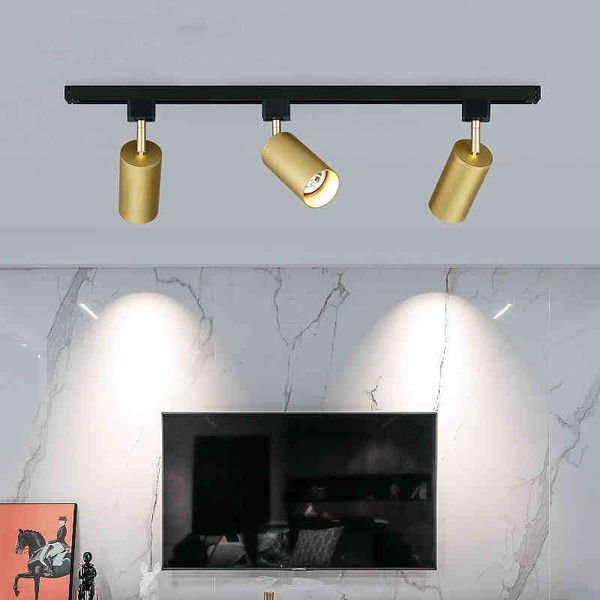 

modern adjustable golden ceiling lights wrought aluminium led ceiling rail track lamp for bar living room kitchen coffee shop
