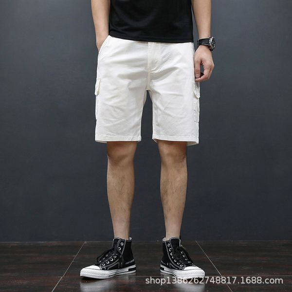 

2020 male casual with cotton side pockets at knee height of the men carrying military black tactical shorts 2kn1, White;black