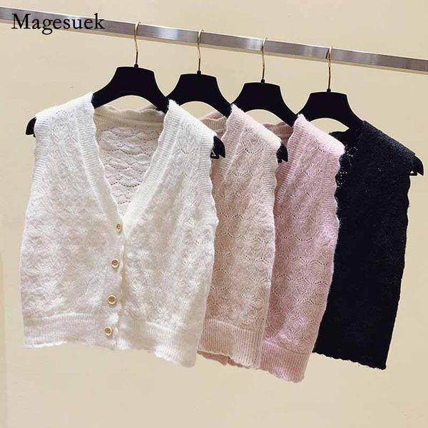 

women's knits & tees casual cardigan women autumn loose sweater vests fashion v-neck short knitted vest korean knit 11927, White