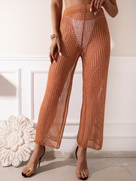 

hollow out crochet cover up pants w0iq#, White;black