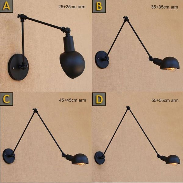 

jielde vintage metal bar 2 arms lamp loft style adjustable wall light edison bulb lampen sconce1