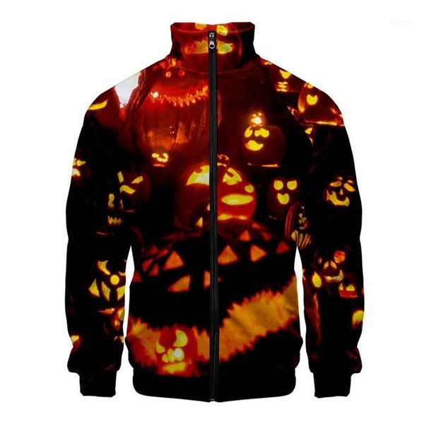 

men's halloween coats pumpkin hooded 3d print zipper for party long sleeve print zipper sportswear long sleeve jacket outwear1, Black;brown