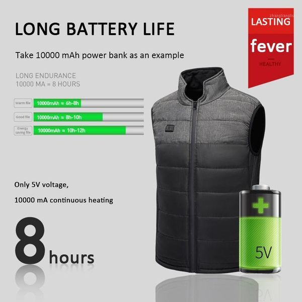 

outdoor t-shirts men vest jacket clothing winter heated coat usb electric heating thin light keep warm for uutdoor sport1, Gray;blue