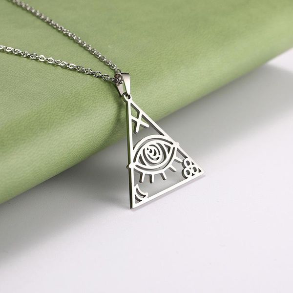 

chains vcu men's hip hop pyramid eye of horus triangle stainless steel necklace jewelry, Silver