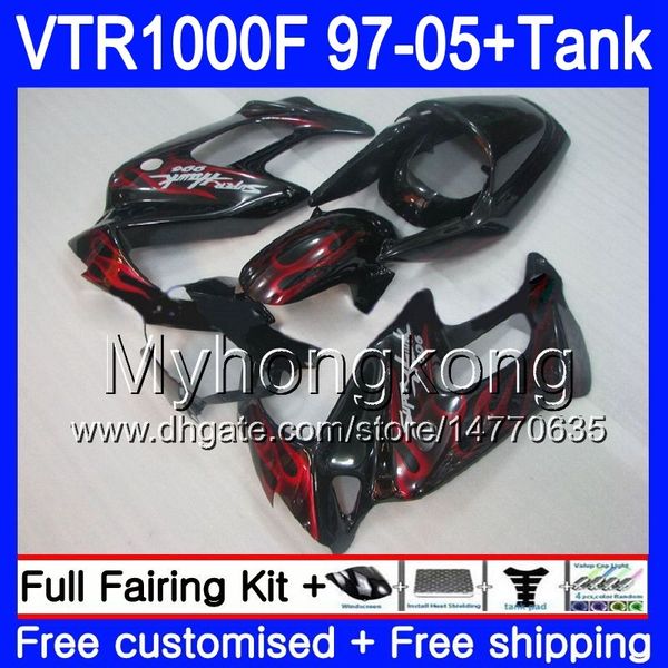 Körper + Tank für HONDA SuperHawk VTR1000F 97 98 99 Blackflames 00 01 05 56HM.41 VTR1000 F VTR 1000 F 1000F 1997 1998 1999 2000 2001 Verkleidungen