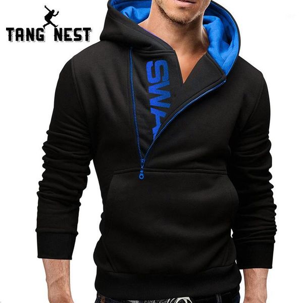 

tangnest 2017 spring autumn fashion design men hoodie hooded casual slim men sweatshirt comfortable hoodie mww5881, Black