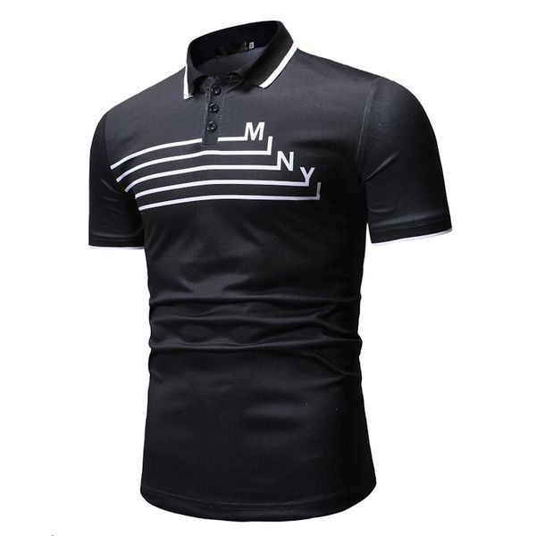 

hcxy 2019 brand clothing men's shirts male letters smart casual short sleeve polo shirt polos men commercial elegant gentle, White;black