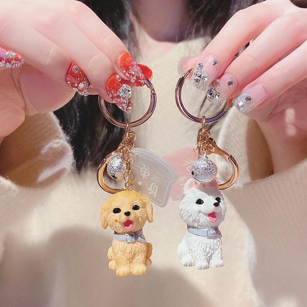

pet dog keychains accessories cute schnauzer teddy samo golden retriever puppy lovers key chains pendant pendant keyrings new, Silver