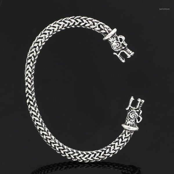 

men nordic viking odin wolf king chain amulet bracelet adjustsize1, Black