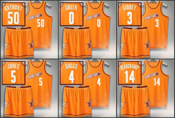 Terno Cole Anthony Jalen Suggs Tyrese Maxey Herbert Jones Josh Giddey Jalen Green MarJon Beaucham 2022 Rising Stars Jersey Conjuntos de shorts uniformes laranja