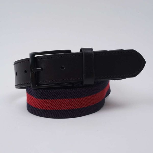 

brand men's canvas casual knitting trouser summer fashion versatile red stripe youth belt, Black;brown