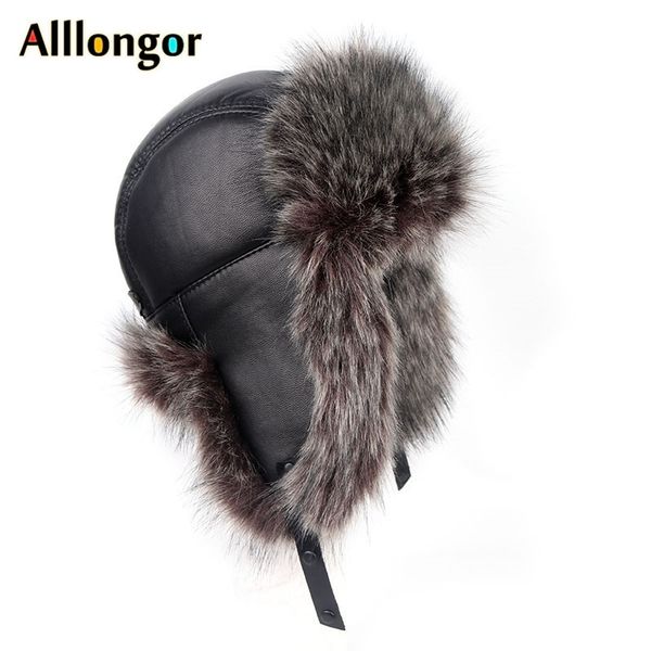 

2019 winter ushanka leather faux fox fur russian hat women men soviet bomber hats snow cap gorro ruso hombre t200104, Blue;gray