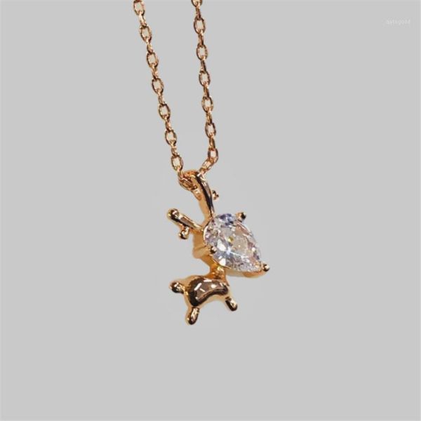 

pendant necklaces 2021 gift cute animal elk jewelry for women rose golden cubic stones statement necklace ladies1, Silver