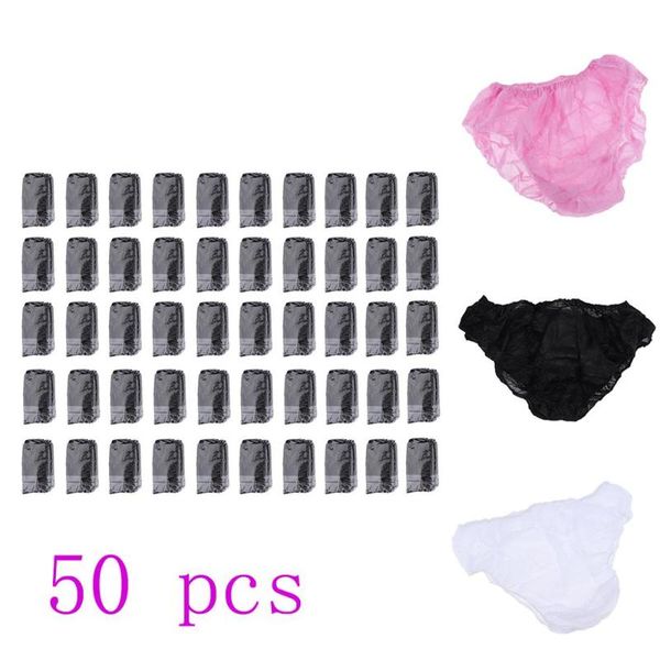 

women's panties 50pcs women non-woven disposable underwear briefs set for spa travel, Black;pink