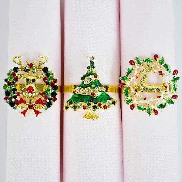 

rhinestone napkin ring metal christmas tree napkin buckles for xmas party wedding event table decoration crafts paper towel ring