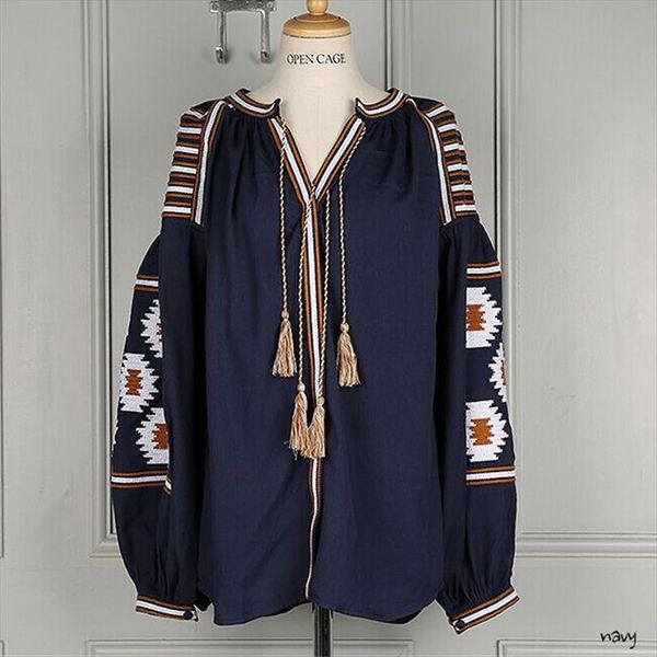 

white blouses bohemian style summer 2021 new pattern elegant boho embroidered lantern sleeve tassels loose shirt for women