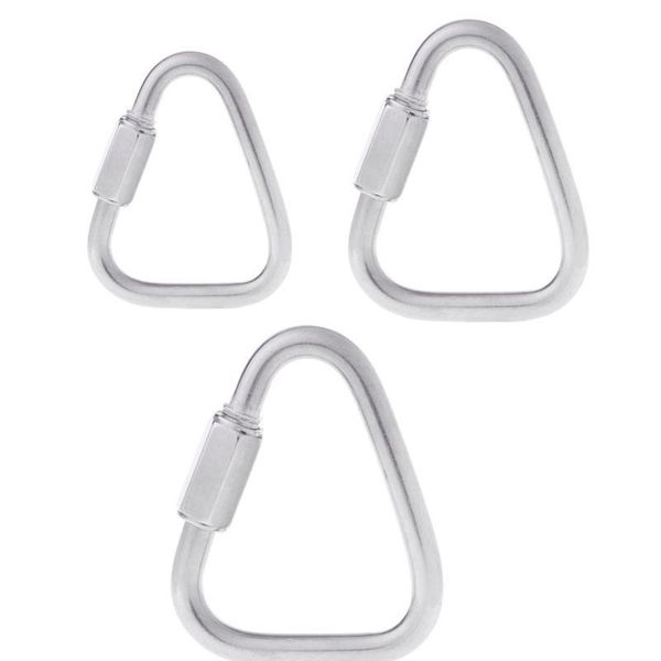 

304 stainless steel screw lock triangle carabiner climbing gear safety snap hook 304 s qyledv