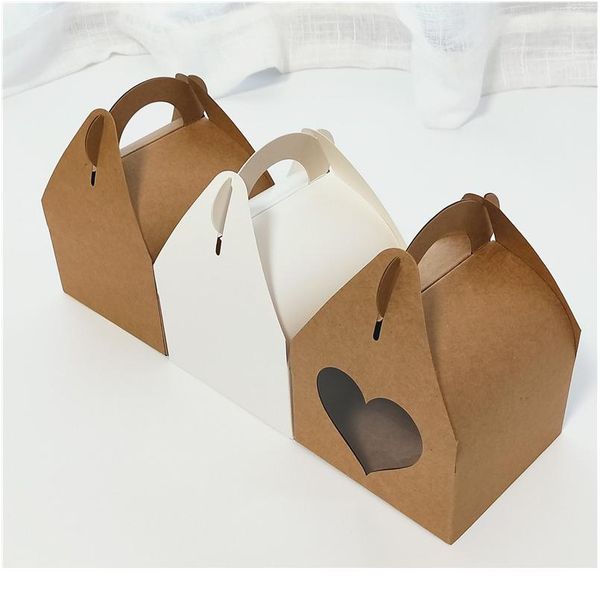 

20pcs/lot large kraft paper gift box with handle wedding birthday white cardboard cake box black cupcake box for packagi jllisa