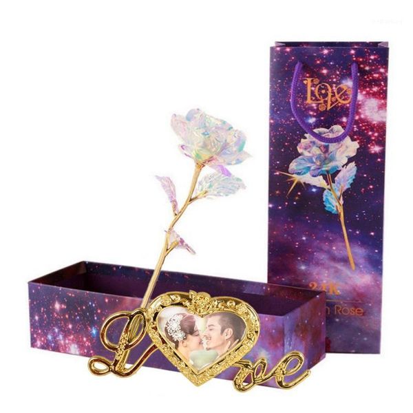 

frames 24k gold plated artificial rose flower with po frame base unique gifts for valentine's day thanksgiving mother's