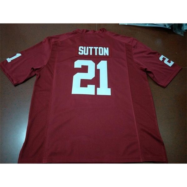 

3421 oklahoma sooners marcelias sutton #21 real full embroidery college jersey size s-4xl or custom any name or number jersey, Black