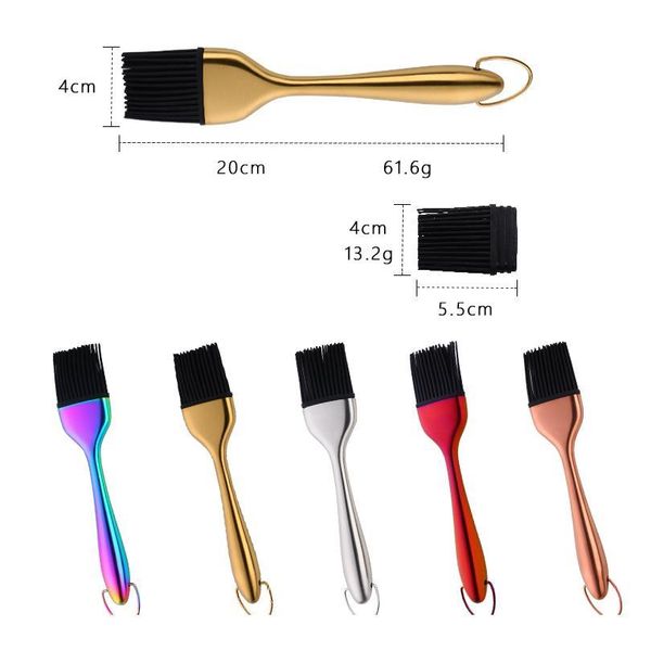 

2pc stainless steel handle sile oil brush bbq basting brush butter bake-ware bread kitchen utensils oil brush for jllppb