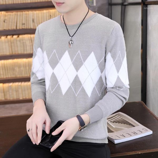 

brand sweaters men fashion round neck pull homme 2020 winter pullover men jersey hombre handosme thick sweater for boy 1, White;black