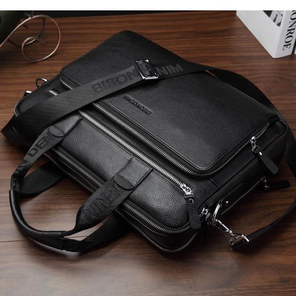 

briefcases bison denim fashion brand genuine leather laphandbag men's business crossbody bag messenger/shoulder bags for men