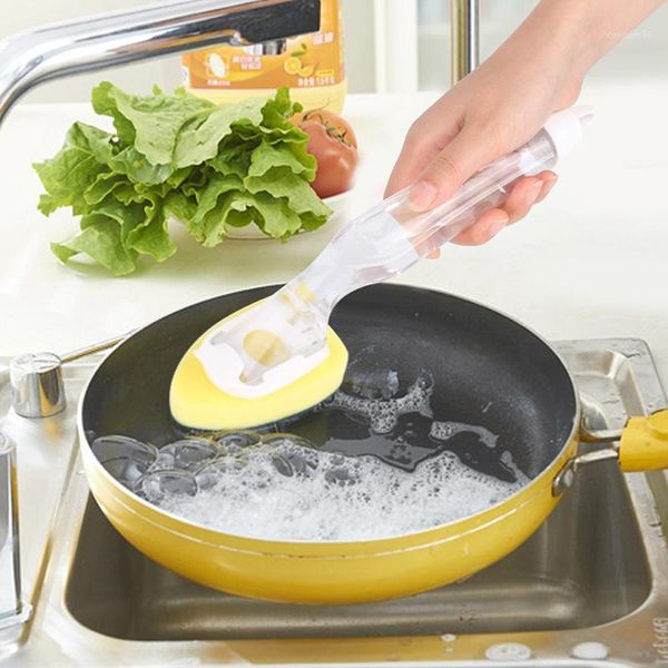 

dish washing tool soap dispenser handle refillable bowls pans cups cleaning sponge brush for kitchen clean tools kitchen tools1