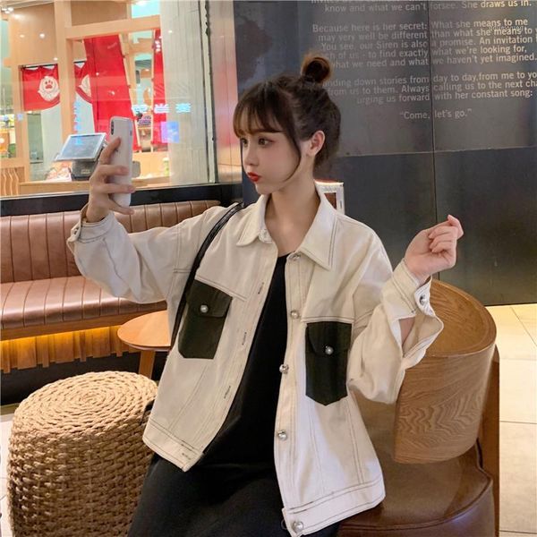 

women's jackets autumn winter korean fashion women's clothing preppy harajuku style panelled coats loose hipster jackets1, Black;brown