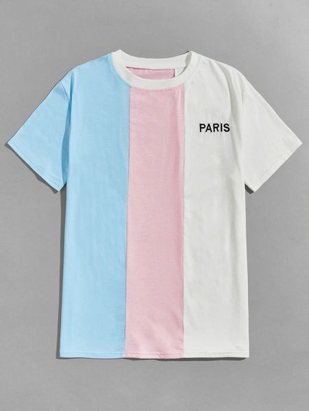 

romwe colorblock letter graphic tee c2nq#, White;black