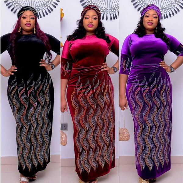 

l-3xl plus size women's clothing new african dashiki flowers pattern print dress 3/4 sleeve casual african dresses for women, Red