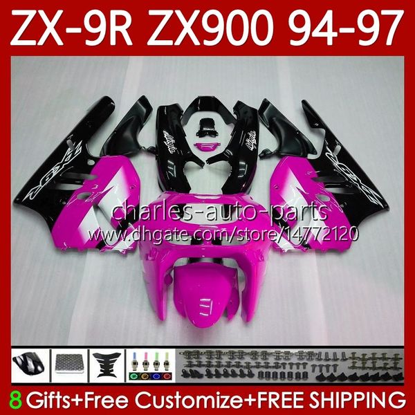 Kit de corpo de OEM para Kawasaki Ninja ZX900 ZX900 ZX 9R 9 R 900 CC 1994 Pink Black 1995 1996 1997 Bodywork 100NO.109 ZX9 R ZX900C 900CC ZX-900 94-97 ZX9R 94 95 96 97 Fairing Moto