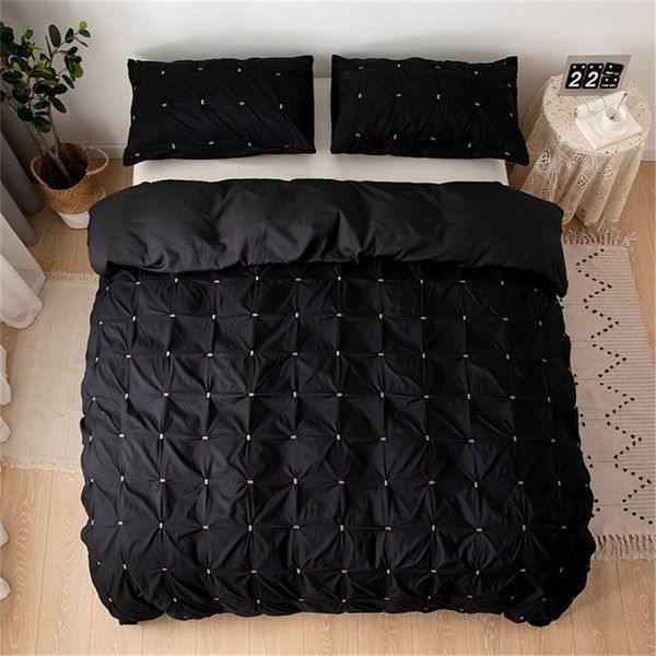 Twin Size Cama de cama Bed Roupa Euro Set Planeta Cor Quadrado Tampa Do Edredão Conjunto Queen Size Royal Palace Cama Capas de Luxo Black 5 Color 201210