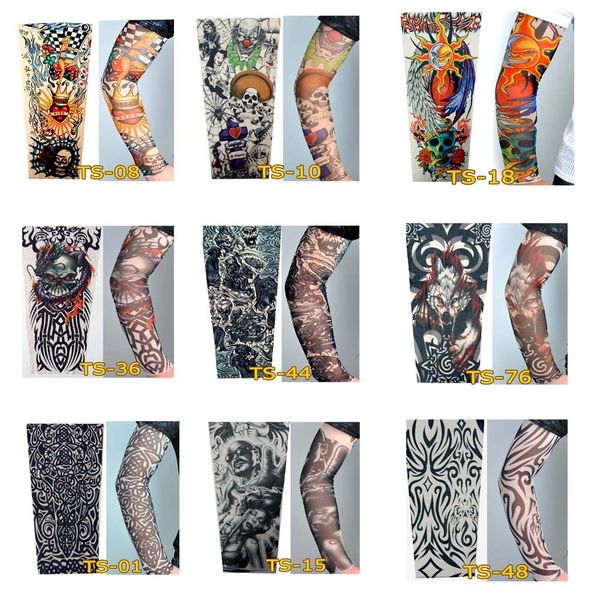 

1 pcs cycling sports tattoo sleeves uv cool cycling running arm warmer sport elastic fashionable sunscreen sleeve summer outdoor sport w6398