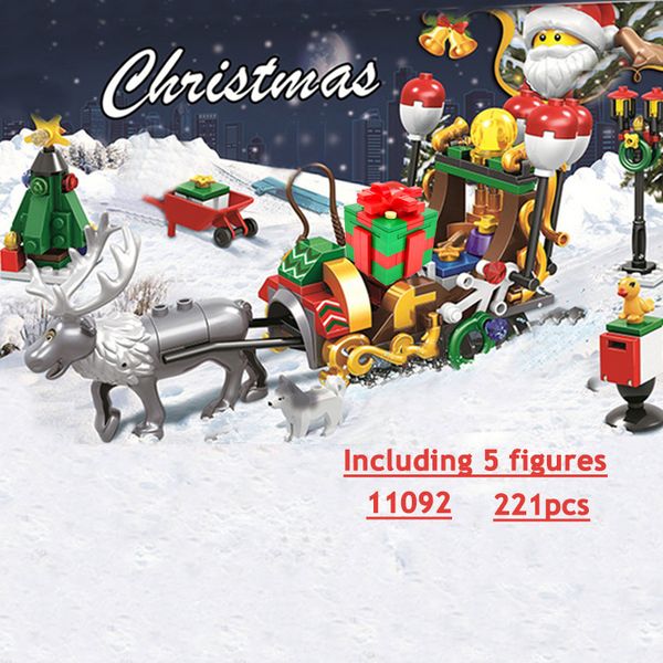 

train house creator winter village city christmas santa gift set building blocks city street view architecture bricks kids toys