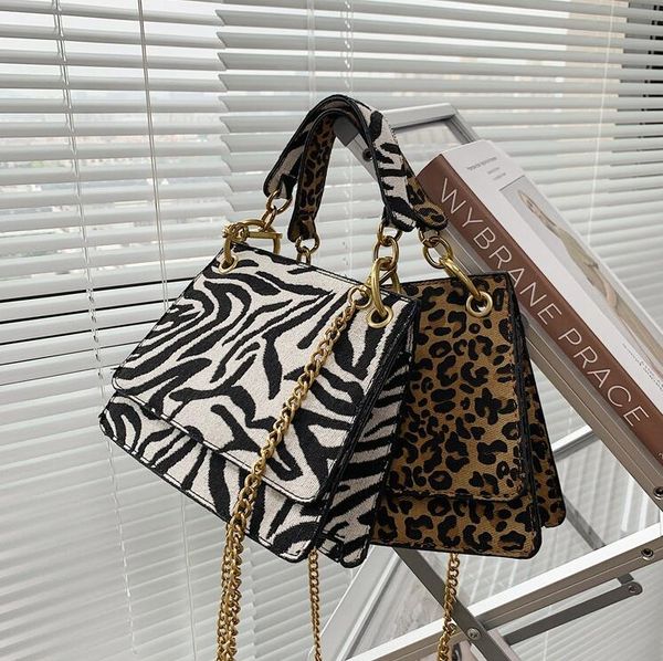 

factory wholesale women handbag street trend zebra womens chain bag leopard shoulder bags elegant atmosphere leather fashion armpit handbags, Black;red