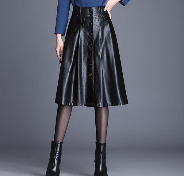 

Pu Women's Leather New Winter Fashion Word Skirt Wmd4, Black