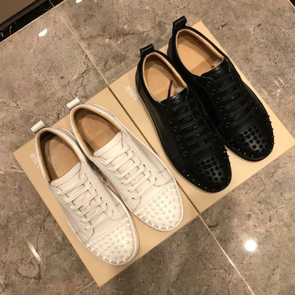 

men women casual shoes designer red bottom studded spikes fashion insider sneakers black red white leather low-dress shoes 36-46