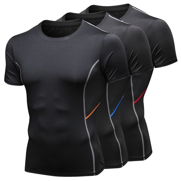 

new men's compression t-shirts high elastic running sport tees ny muscle trainning sportswear gym fitness clothing xxl, White;black
