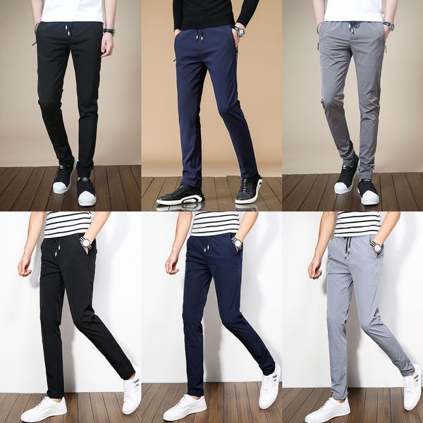 

2020 summer thin casual casual sports men's slim fit small feet sports pants men's korean version trend versatile youth pants tuep, Blue