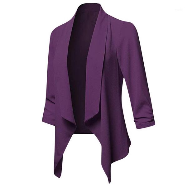 

women's jackets chamsgend casual solid women suits collar jacket female suit autumn 2021 coat slim cardigan 10221, Black;brown