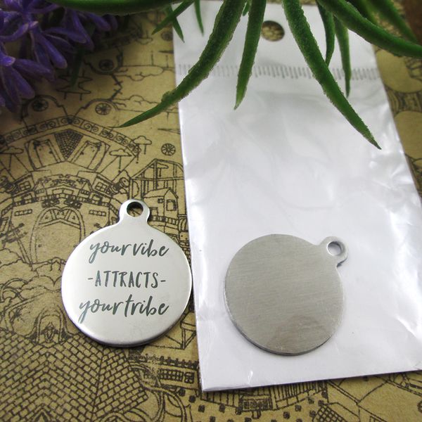 

40pcs--"your vibe attracts your tribe"stainless steel charms more style for choosing diy charms pendants for necklace, Bronze;silver