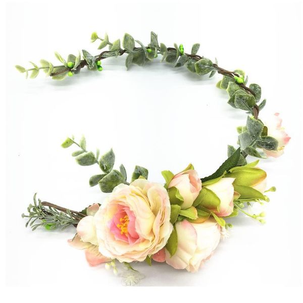 

2pcs/set rose flower wreath crown festival headband women hair accessories headdress floral garlands wedding floral jllini