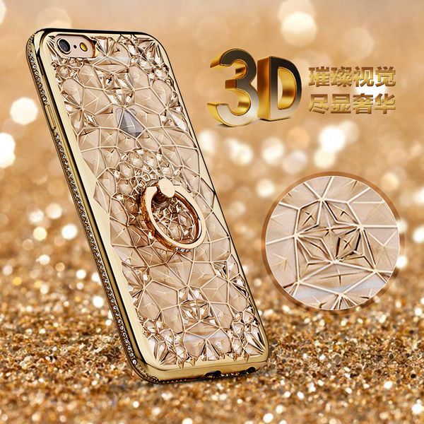 

for iphone 12 mini 11 pro xs max xr x case luxury 3d soft ring for iphone se2 5 6 s 7 8 plus ring glitter rhinestone stand cover