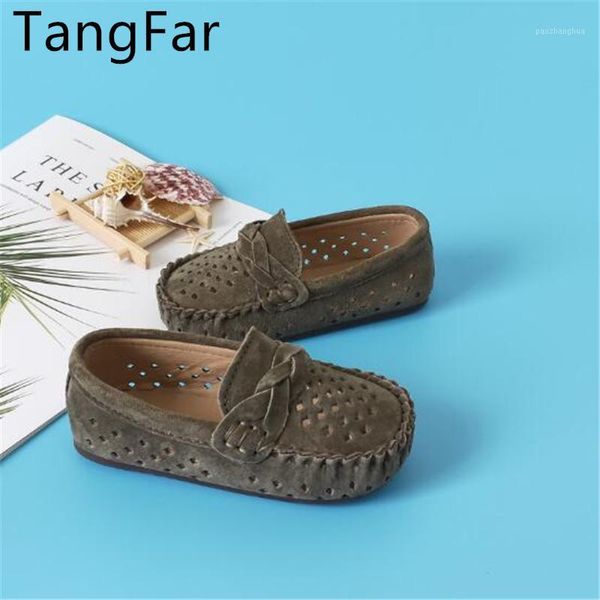 

hollow out boy' shoes genuine leather children student moccasins breathable toddler round toe loafers1, Black;grey